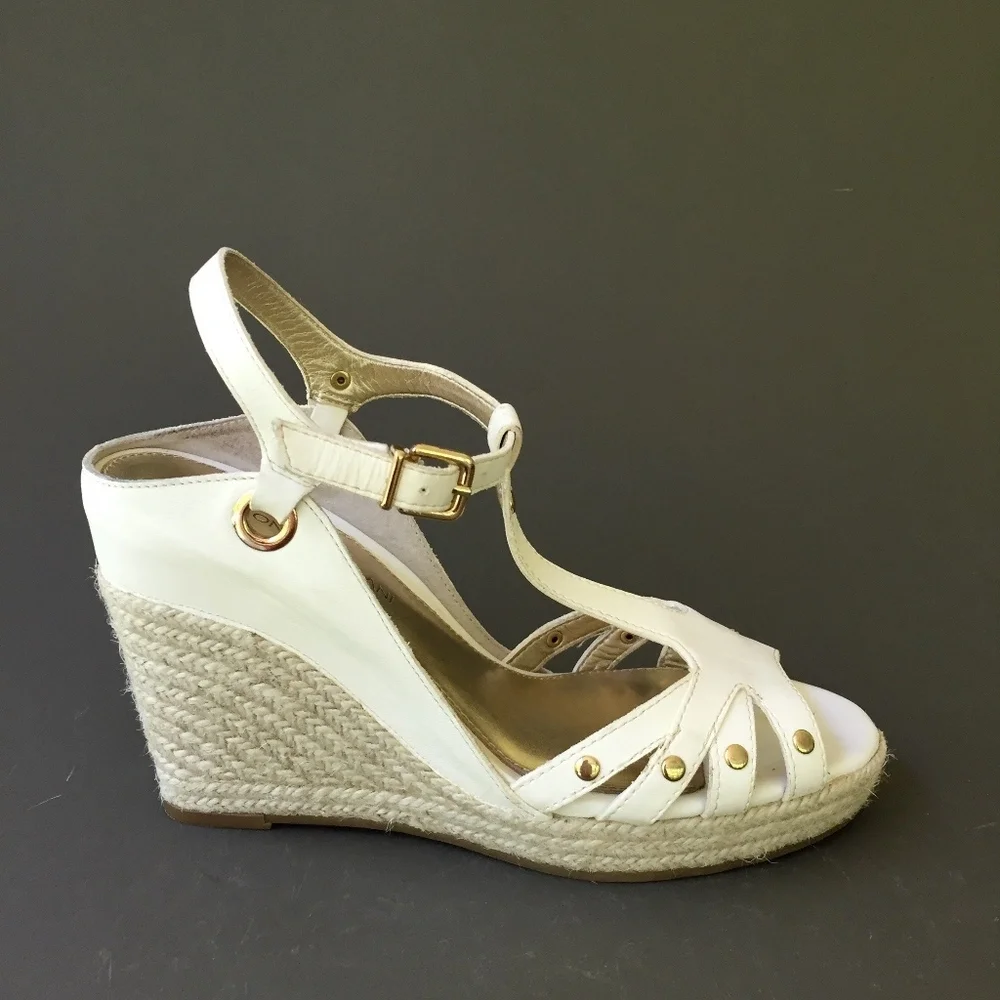Antonio Melani Leather Wedge Platform Espadrille Sandal size 8.5 - Picture 3 of 7